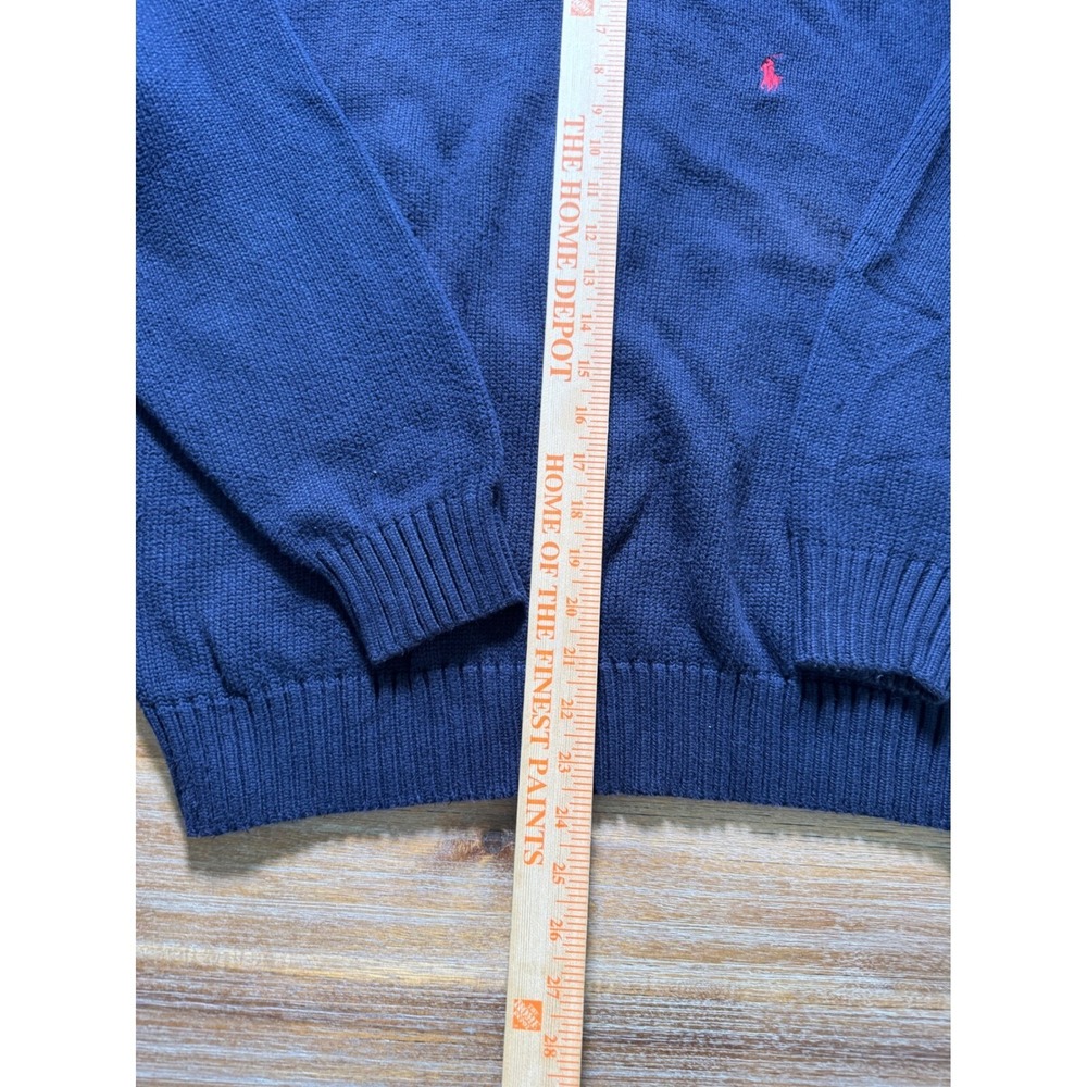 Vintage Polo Ralph Lauren V-Neck Sweater Cotton Knit Classic Fit XL - Picture 3 of 6